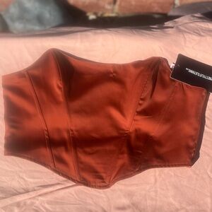PrettyLittleThing Rust Satin Corset Top